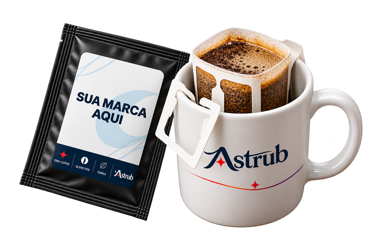 Drip coffee em embalagem personalizada
